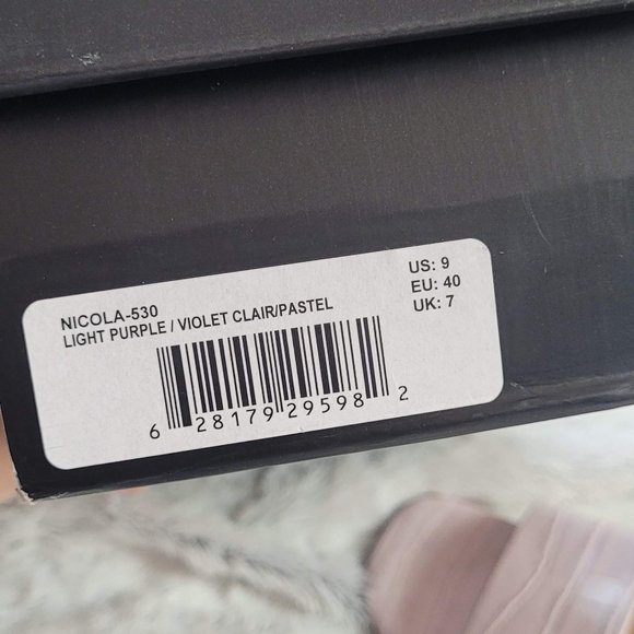 WHO WHAT WEAR Nicola Block Sandal - Lavender Faux Croc Vegan Leather - New - Picture 2 of 8